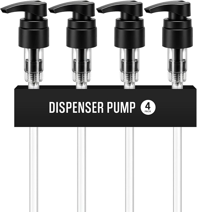 Universal Shampoo/Conditioner Dispenser Pump for Bottles, Leak Proof, Pump Top (Black - Pack of 4)
