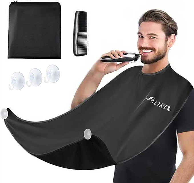 Beard Bib, Non-Stick Beard Apron, Waterproof Beard Trimming Catcher, Breathable Beard Catcher for Shaving, Premium Beard Accessories for Men, Gifts for Men Husband Boyfriend