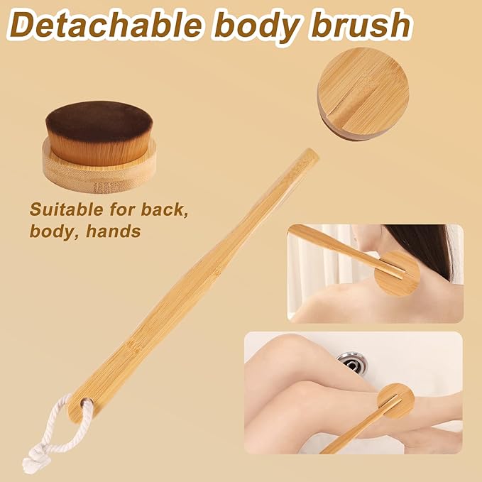 Long Handle Self Tanner Brush, Detachable Back Tanning Applicator for Body and Face, Multipurpose Back Brush Applicator for Fake Tan, Foundation, Lotion, Makeup, Cream, and Sunscreen
