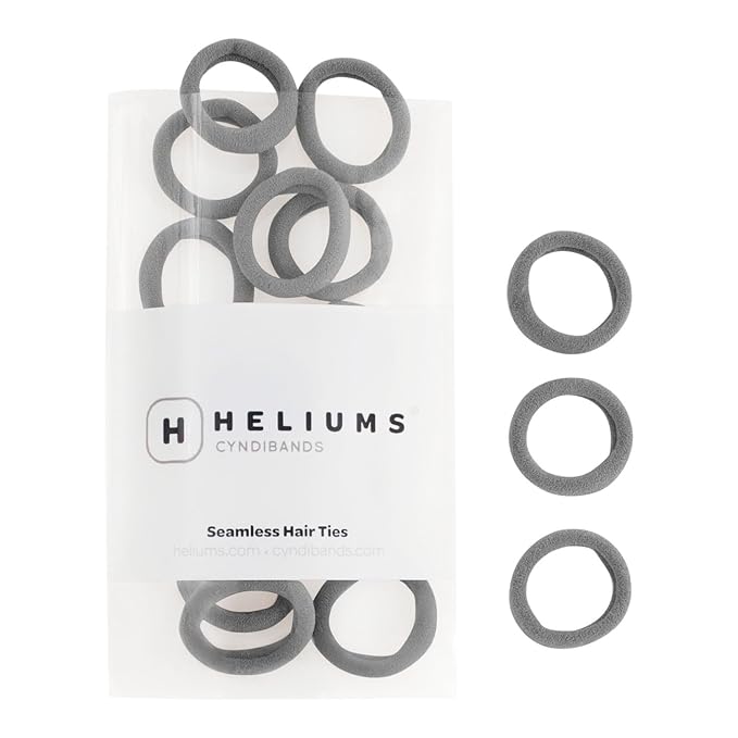 Heliums Small Soft Hair Ties - Gray - 1 Inch Mini Nylon Bands, No Damage Ponytail Holders for Kids, Braids, and Thin Hair - 30 Count
