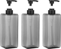 Suream 3 Packs Shampoo Dispenser, 27oz/800ml Square Plastic Shower Bottles Refillable with Labels, Shampoo Pump Dispenser for Bathroom Vanities, Grey