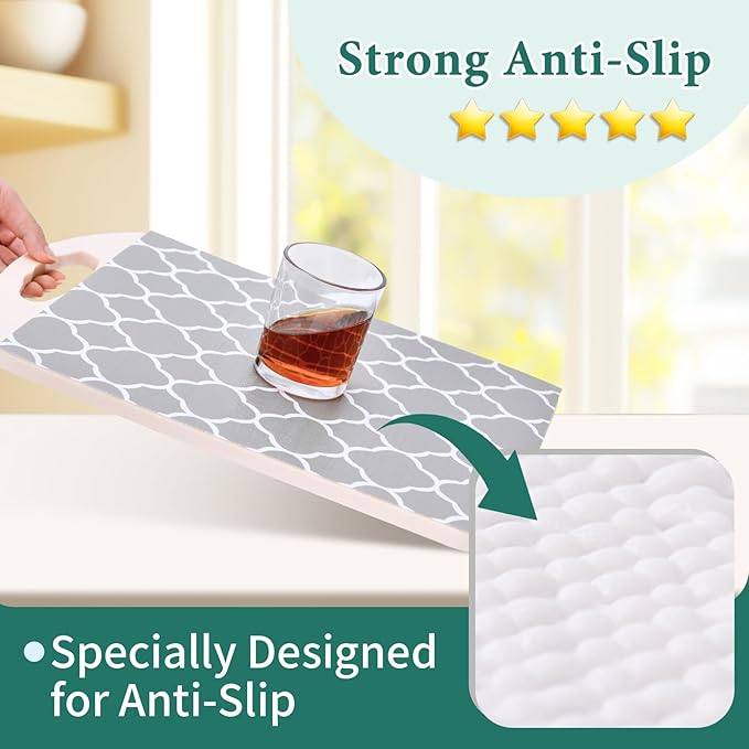 Shelf Liners for Kitchen Cabinets 12in x 20FT Non Adhesive Drawer Liner Gray Quatrefoil Thickened Shelf Liner Paper Strong Non-Slip Easy to Clean for Tool Box Refrigerator with Knife and Tape Measure