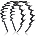 Zig Zag Headbands for Women Men, Non-slip Plastic Wavy Headband with Teeth Comb Hairbands Classic 90s Hair Accessories 2pcs (Matte Black)