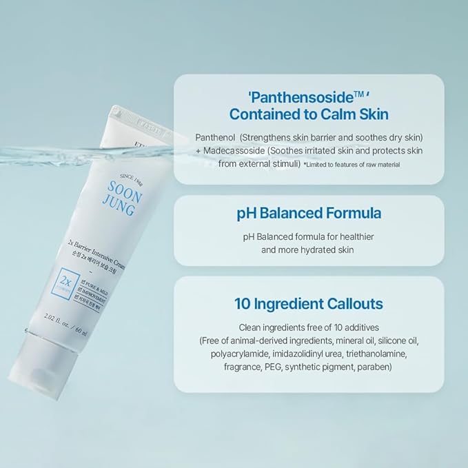 ETUDE SoonJung 2x Intensive Cream Duo Set for Barrier Repair | Rich Moist, Madecassoside & Panthenol for Soothing, Face Moisturizer for Sensitive Skin, pH Balanced, Hypoallergenic, 2.02 Fl Oz x 2pcs