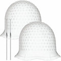 2 Sets Highlighting Cap with Hook, Silicone Highlight Cap, Hair Cap for Highlight Bleach Cap, Hair Dye Cap with Holes, Highlight Caps for Dying Hair, Hair Highlight Kit for Home and Salon Use(White)