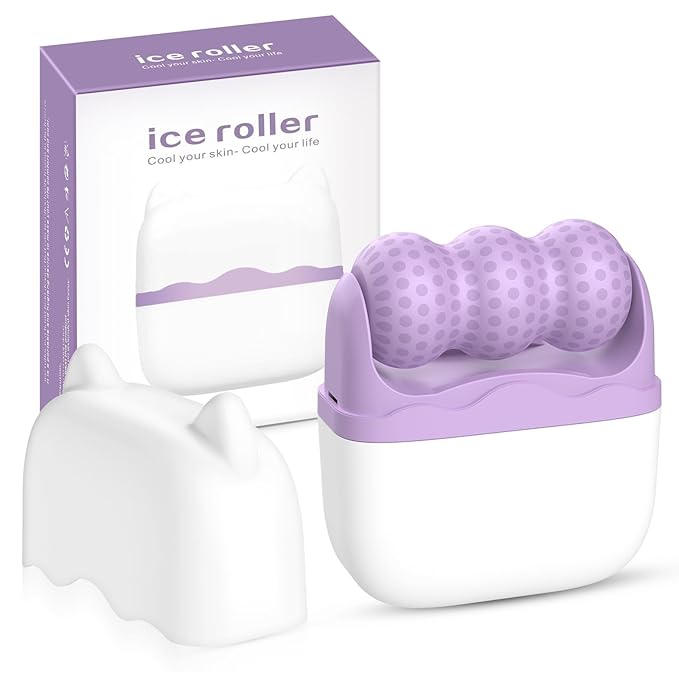 Ice Roller for Face and Eyes,Mothers Day Gifts for Mom Wife,2 in 1 Face Roller and Travel Case,Facial Skin Care Tools,Gifts for Her Women Mom Wife(Purple)