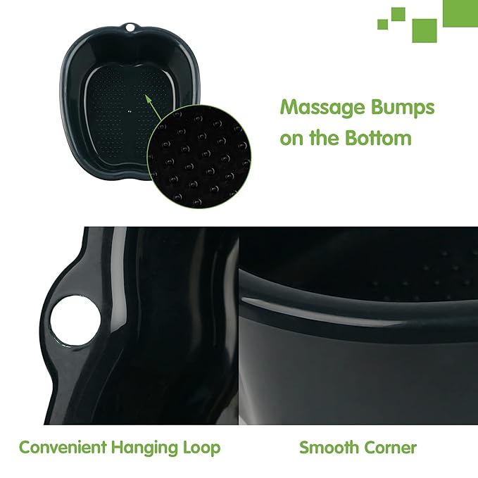 Foot Soaking Tub, Durable Feet Soaking Bath Basin Large Feet Bucket Wash Basin Plastic Tub Convenient Foot Massager Spa for Detox,Toe Nails, and Ankles,Pedicure (Black)