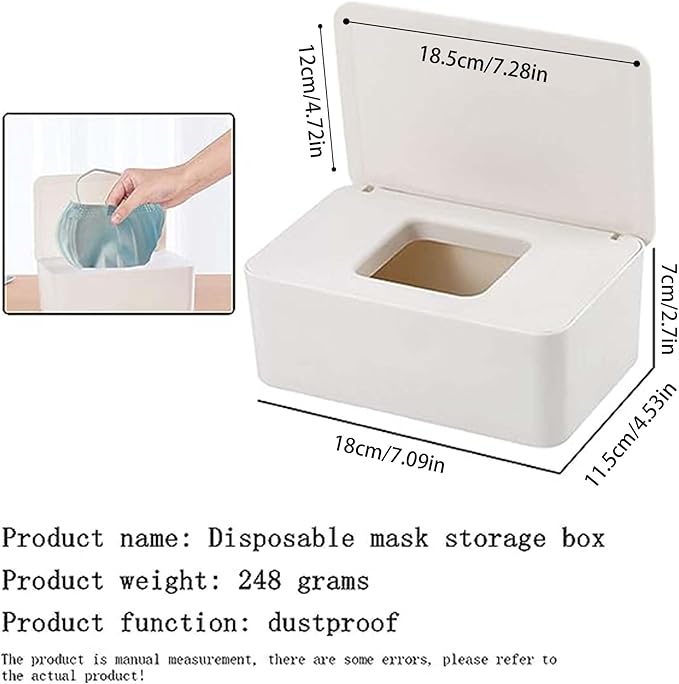 Cuayaes White Tissue Box Cover, Refillable Baby Wipes Dispenser with Sealed Lid, Modern Desktop Tissue Box Holder Napkin Organizer Container for Bathroom Car Office