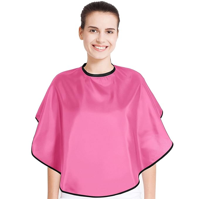 Geyoga Short Makeup Cape for Women Men Mini Haircut Cape for Artist Shampoo Beauty Salon Artist Styling(Pink)
