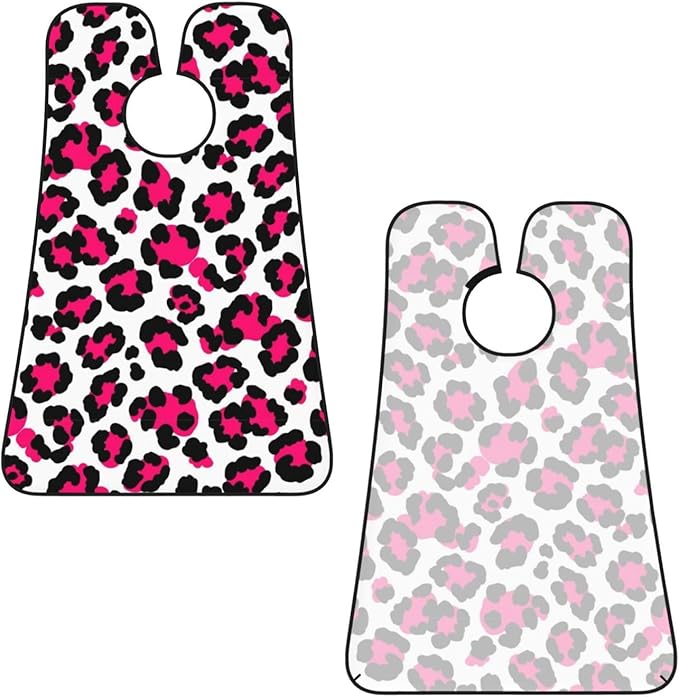 Beard Apron Hair Catcher, White Pink Cheetah Leopard Print Shave Bib, Waterproof Non-Stick Shaving Bib, Trimming Grooming Tool for Dad Men Anniversary