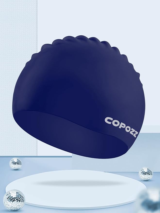 COPOZZ Women‘s Swim Cap for All Hair - Large, Comfortable Silicone Swimming Cap, Waterproof Design for Long, Short, Thick & Curly Hair | Secure & Comfortable Fit