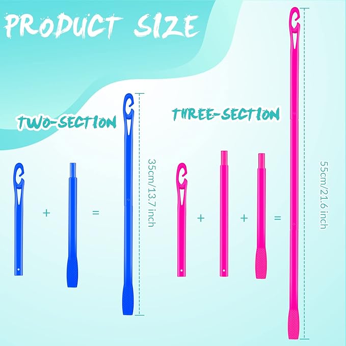Yilloog 4 Pcs Heatless Curls Hook Spiral Curlers for Long Wave Styling Hair in 13. 8 and 22 Inch Lengths(Blue, Rose Red)