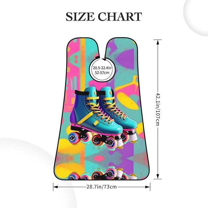 Retro Colorful Roller Skates Print Beard Bib Apron For Men, Beard Hair Catcher For Men Shaving Trimming,Beard Cape Cloth