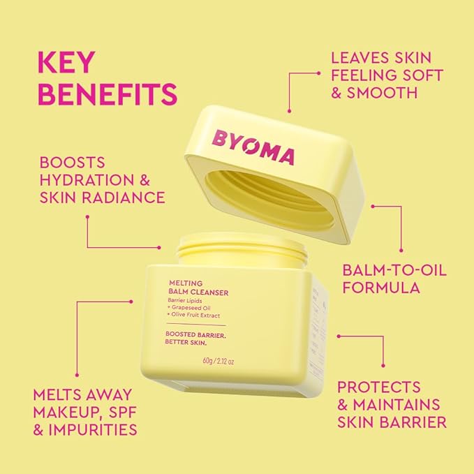 BYOMA Melting Balm Facial Cleanser-Buttery Soft Cleansing Balm for Skin Barrier Repair-Tri-Ceramide Face Wash for Sensitive Skin&All-Skin Types-Deeply Hydrated-Skin,No Oily Residue-2.12 oz,(Pack of 2)