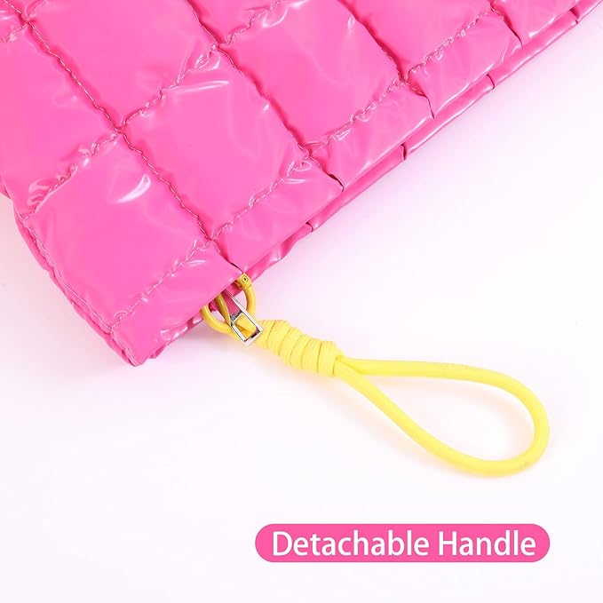 Puffer Quilted Makeup Bag Travel Cosmetic Bag Portable Puffy Checkered Toiletry Pouch Skincare Organizer Purse Pencil Case (Pink)