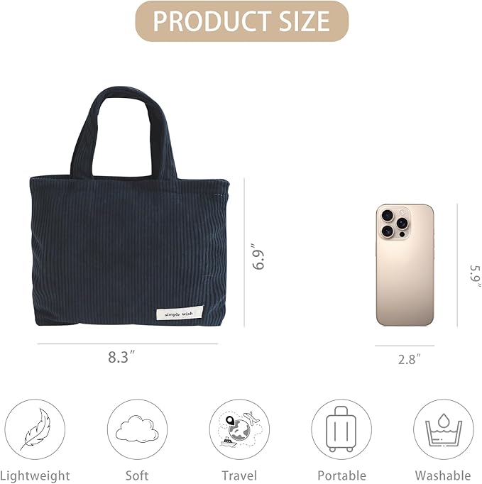 Wudygirl Makeup Bag Travel Cosmetic Bag for Women Small Makeup Pouch with Handle Zipper Cosmetic Pouch Handbag Aesthetic (Navy Blue)