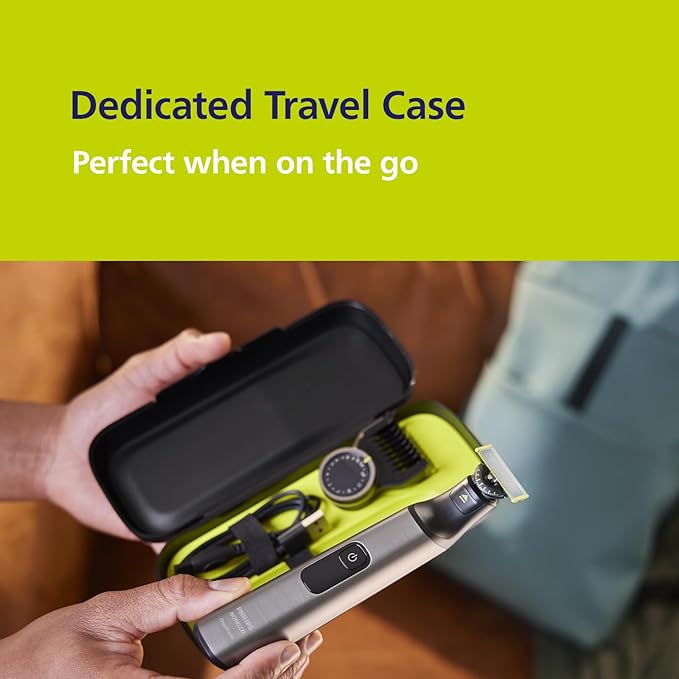 Philips Norelco OneBlade Pro Face+Body Travel Kit Bundle - Philips Norelco OneBlade Pro 360 Face+Body Hybrid Electric Trimmer/Shaver, QP6542/70 +Travel Case, QP401/90