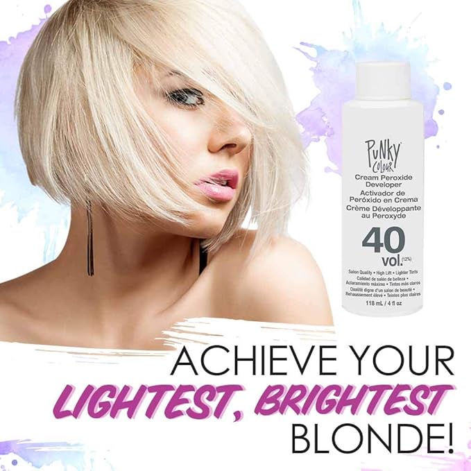 Punky Cream Peroxide Hair Dye Developer 40 Volume – Hair Bleach Developer for Medium to High Lift, 118ml