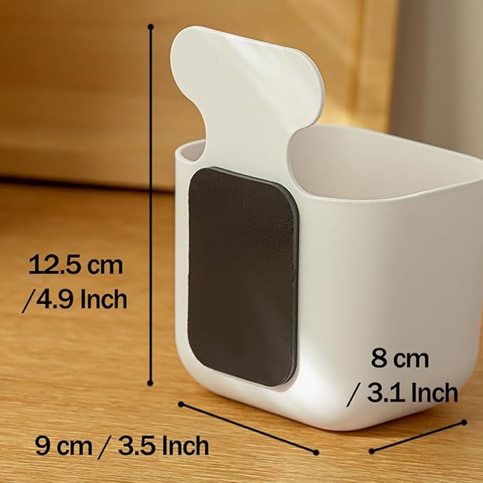 MORNITE 2 Pcs Magnetic Cup, Magnetic Locker Storage Pen Holder Organizer for Fridge Laundry, Basket for Board Desks, White