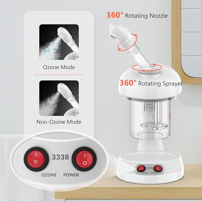 Facial Steamer - TASALON Ozone Face Steamer for Facial Deep Cleaning, Portable Facial Steamer with Removable Water Tank, Nano Ionic Face Steamer for Home Salon Spa or Personal Care