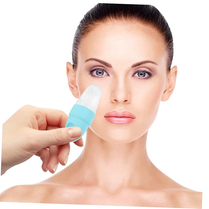 VICASKY 2pcs Silicone Facial Ice Mold for Eye and Face Massage Portable Cooling Roller for Dark Circles Relief and Puffiness Reduction Reusable Beauty Tool