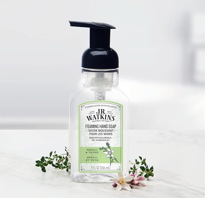 J.R. Watkins Foaming Hand Soap with Pump Dispenser, Moisturizing Foam Hand Wash, Alcohol-Free, Cruelty-Free, Néroli et Thym/Neroli and Thyme, 9 fl oz, 3 Pack