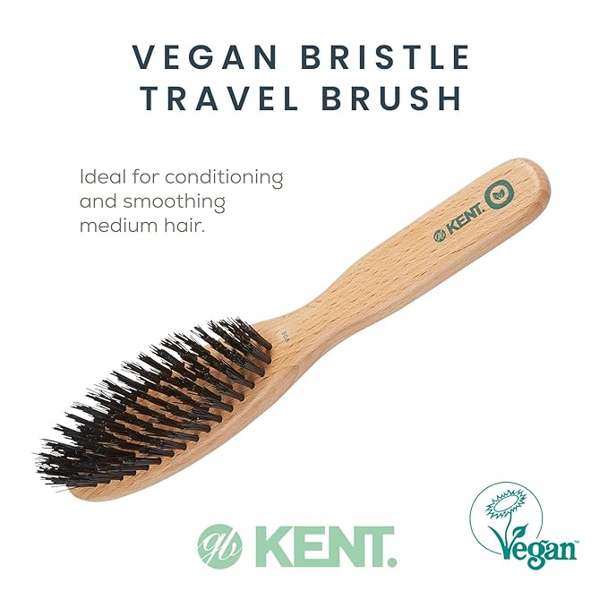 Kent V05 Vegan Boar Bristle Hair Brush and Beard Brush for Men, Eco Friendly Bristle Brushs for Smoothing Hair, Taming Beards and Mustaches (Large)