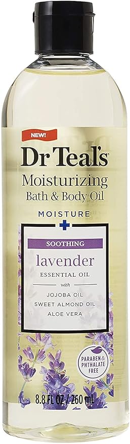 Dr. Teals Bath & Body Oil Variety Gift Set (2 Pack, 8.8oz Ea.) - Soothing Lavender & Ultra Rich Shea Butter - Essential Oils Hydrate Skin & Alleviates Daily Stress - at Home Spa Kit