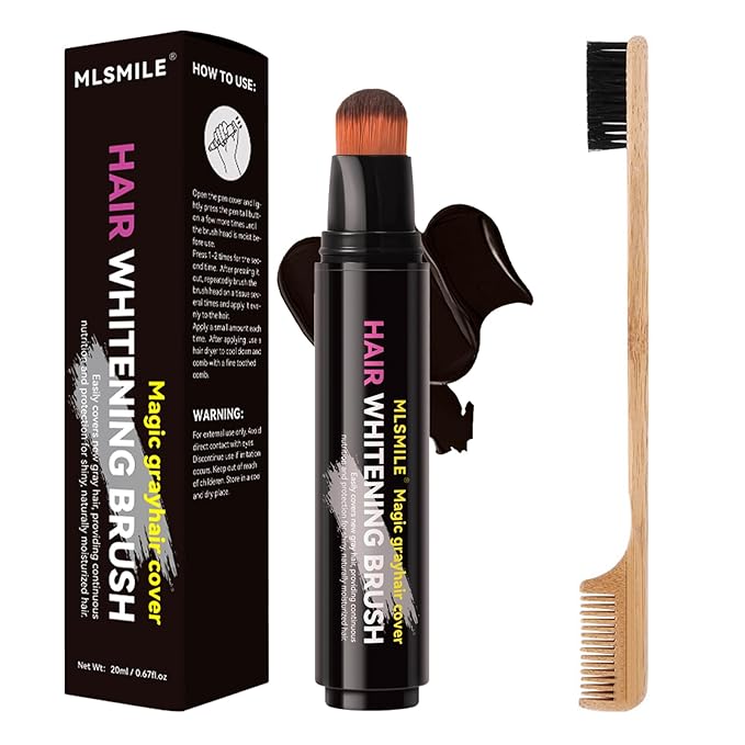 Hair Dye Comb Color Stick with Brush - Root Touch Up Set, Instant Gray Hair Coverage, Cover Hairline Precisely & Naturally, Portable Grey Hair Concealer for Men Women, Sweatproof - Dark Brown