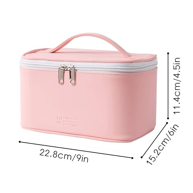 Meiyuuo Makeup Bag Large Cosmetic Bags for Women Girls Cute Travel Zipper Pouch Toiletry Organizer for Beauty Essentials Waterproof (Light Pink)