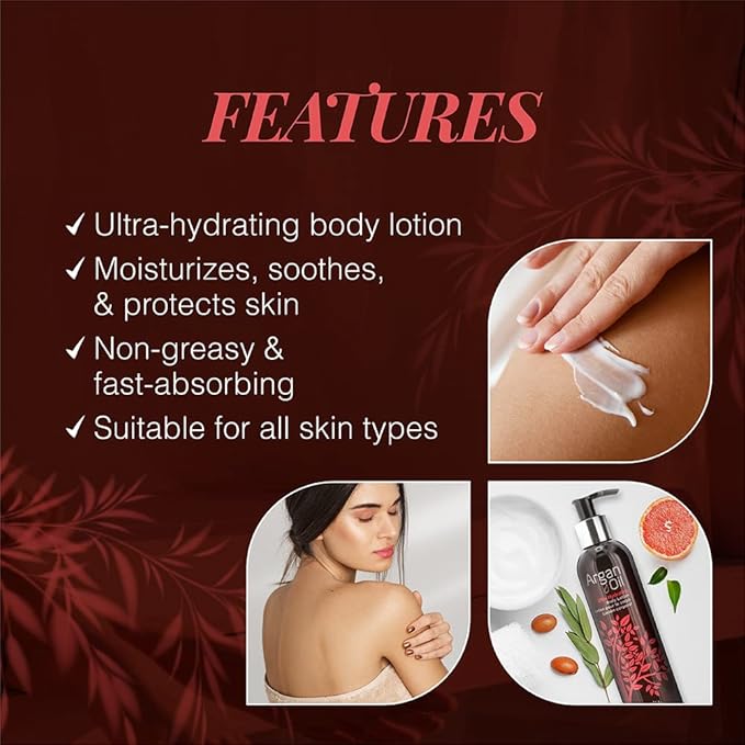 Body Drench Ultra Hydrating Argan Oil Body Lotion – Deep Moisturizing Body Lotion for Dry Skin with Moroccan Oil, Long Lasting Hydration, 8 fl oz