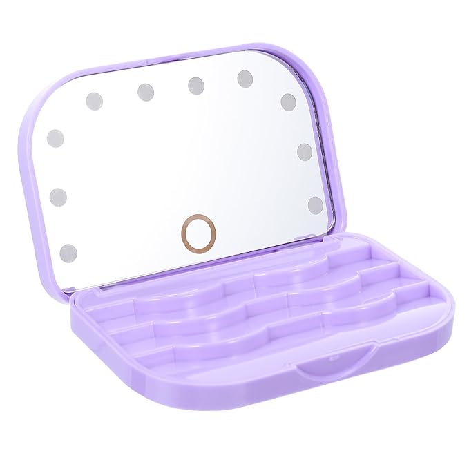 Eyelash Case Empty Eyelashes Storage Box with Led Mirror Travel Eyelash Storage Box Eyelash Container Lash Organizer