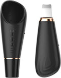 Silicone Face Scrubber Blackhead Scraper Rechargeable 2-in-1 Facial Cleansing Brush & Skin Spatula Duo, IPX7 Waterproof Exfoliating Massager Deep Cleansing for Women and Men（Black）