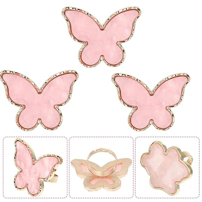 AKOAK Adjustable Mini Nail Ring Tray, Resin Nail Art Gel Makeup Plate Palette, Ring Gel Polishing Mixing Tray DIY Color Plate Nail Art Polishing Paint Plate (Butterfly, 2Pcs)