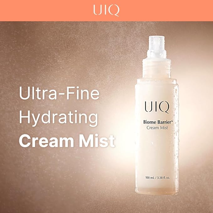 UIQ Biome Barrier Cream Mist, Skin Microbiome-Powered Face Mist with Hyaluronic Acid & Niacinamide for Deep Hydration, Glow & Soothing, Korean Skin Care, 100ml / 3.38 fl. oz.