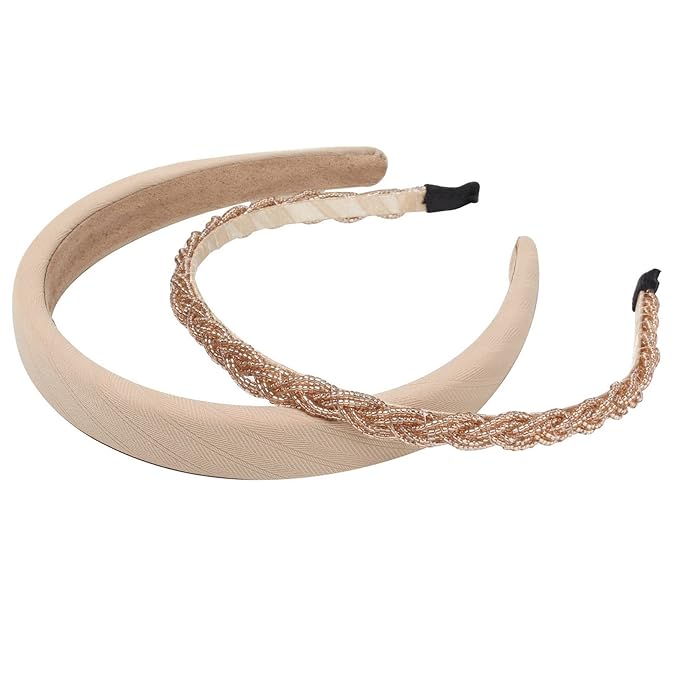 Cuizhiyu 6PK Different Designs Headbands for Women Non Slip Flower Black White Solid Headband Set Cute Pearl Hair Band for Girls Twisted Hairband