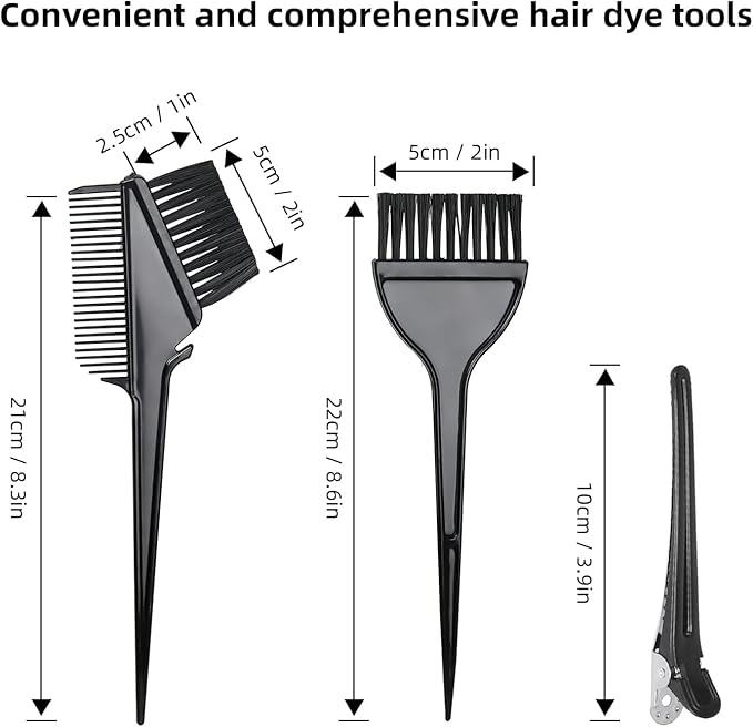 ROOHUA Hair Coloring Kit- Hair Dye Kit - Hair dye brush and bowl set,Hair agitator,Hair Clips and disposable gloves shower caps,Essential Salon Supplies for Home Use (16, Black)