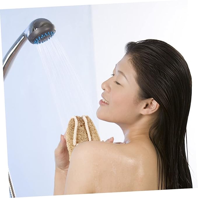OUNONA Exfoliating Loofah Back Scrubber Strap for Shower Natural Gourd Fiber Bath Exfoliating Band Long Size Back Cleaner for Women and Men for Shower and Bath Use