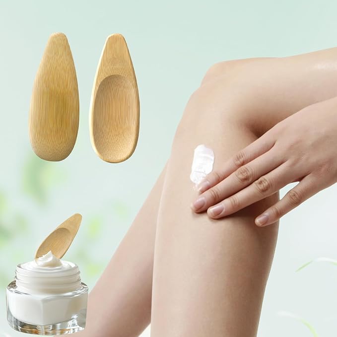 2pcs Deodorant Cream Applicators, Multi-Functional Bamboo Scoop for Natural Deodorant, Skincare Cream, Face Mask - Smooth Surface, Double Head Design, Reusable & Eco-Friendly