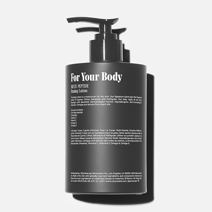 Nécessaire The Body Lotion Cyprès-Citronné – Multi-Peptide Moisturizer - Firming Body Lotion for Women + Men. 2.5% Niacinamide. Dermatologist-Tested, Vegan. Hypoallergenic for Sensitive Skin. 15.2oz