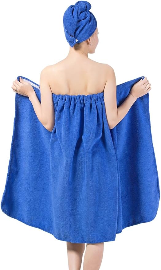 FakeFace Women Absorbent Microfiber Bath Towel Body Wrap Set Gym Spa Robe Dry Hair Cap Beach Pool Shower Dress Towel Cover up