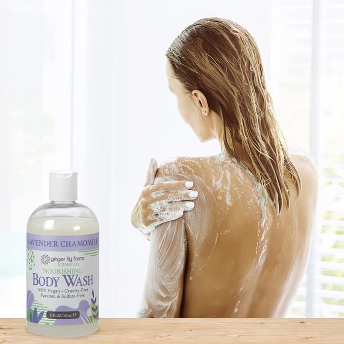 Ginger Lily Farms Botanicals Nourishing Body Wash, 100% Vegan & Cruelty-Free, Lavender Chamomile Scent, 12 Fl Oz (Pack of 6)