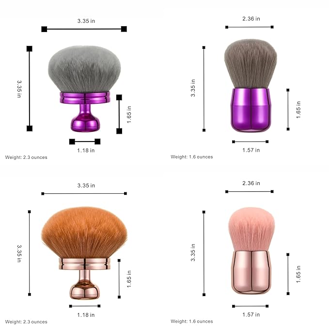 2-in-1 Oversized Body Brush & Kabuki Makeup Brush Set - Ultra Soft for Self Tanner, Body Foundation, & Facial Makeup - Ergonomic Handle for Women, Travel Pouch & Gift Box (Purple)