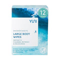 YUNI Beauty Large Body Wipes, Peppermint Citrus, 12 Count, Compostable, Biodegradable, No Rinse Body Cleanser, On-the-Go Shower Alternative