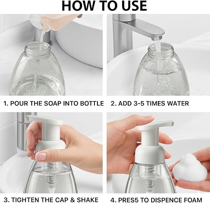 Bar5F 6pPack Foaming Soap Dispenser Pump Bottle for Dr. Bronner's Castile Liquid Soap 8.5-Ounce