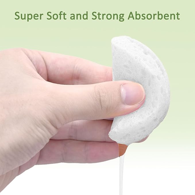 Beieverluck 300 Count Compressed Facial Sponges for Cleansing Natural Cellulose Disposable Face Sponge Spa Sponge for Face Cleansing Exfoliating Makeup or Mask Removal, White