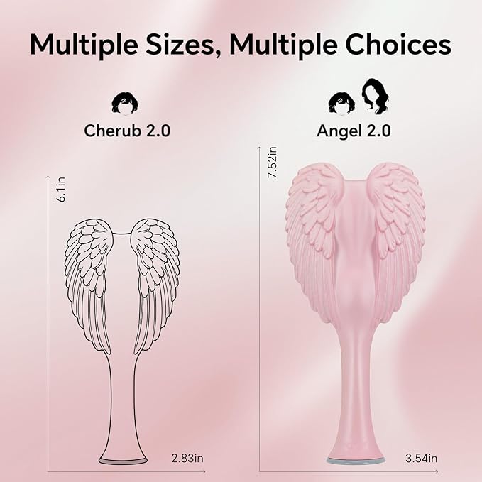 Detangling Hair Brush - Anti Static Angel Wing Hair Brush with Soft & Flexible Bristle for Straight & Wavy Hair - Tangle Angel Hair Detangler Brushes for Blow Drying & Shower (Matt Pink)