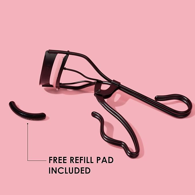 JAPONESQUE Professional Volumizing Lash Curler for Natural & False Lashes on Most Eye Shapes and Large Eyes, 1 Refill Pad, Holds Curl up to 8 Hours