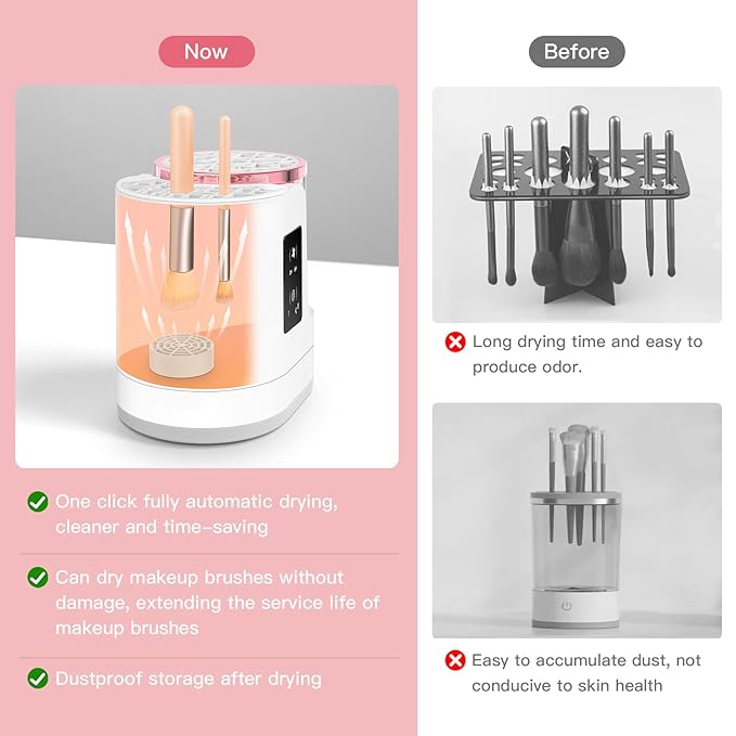 3-IN-1 Electric Makeup Brush Cleaner Machine and Dryer, SBMKK Automatic Make Up Brush Cleaner Tool, for All Size Brush Sponges Beauty Cosmetic Set