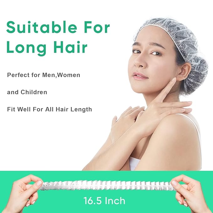 Tissue Box With Dispenser Disposable Shower Caps 200pcs Hair Processing Clear Plastic Caps For Spa Home Use Hotel and Hair Salon Plastic Clear Elastic Bath Cap